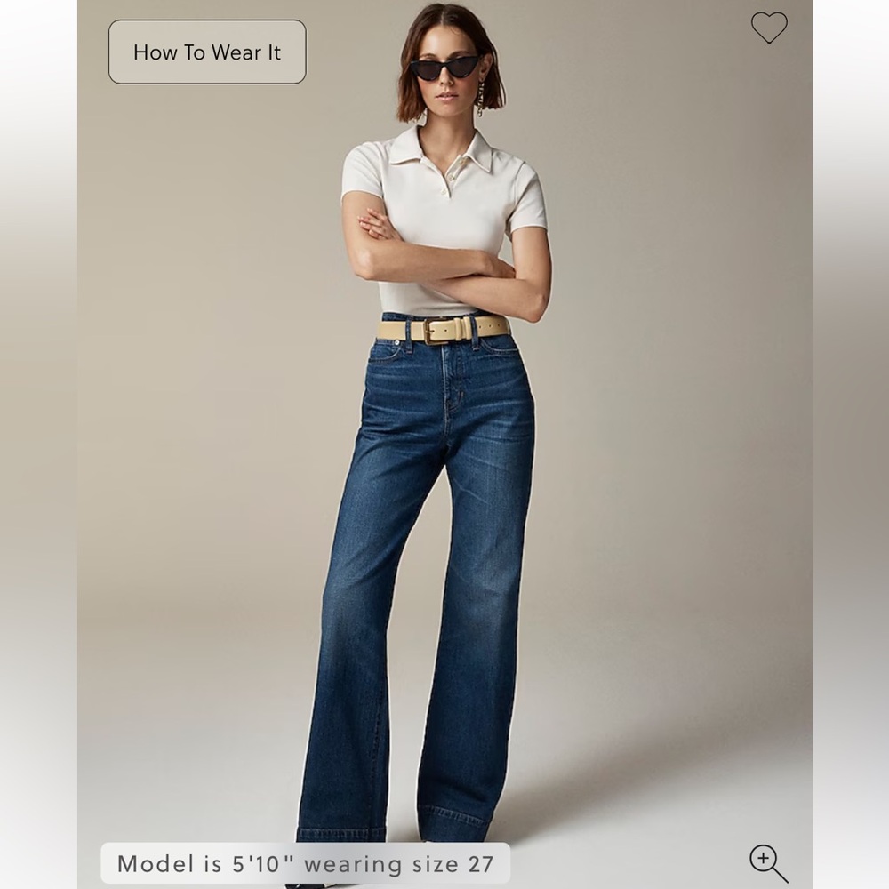 J.Crew Curvy denim trouser jean in 1996 semi-stretch, 28, Henry Louie Wash
